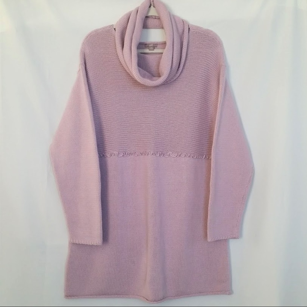 J. Jill Oversize Sweater W/Scarf XL Purple Cotton